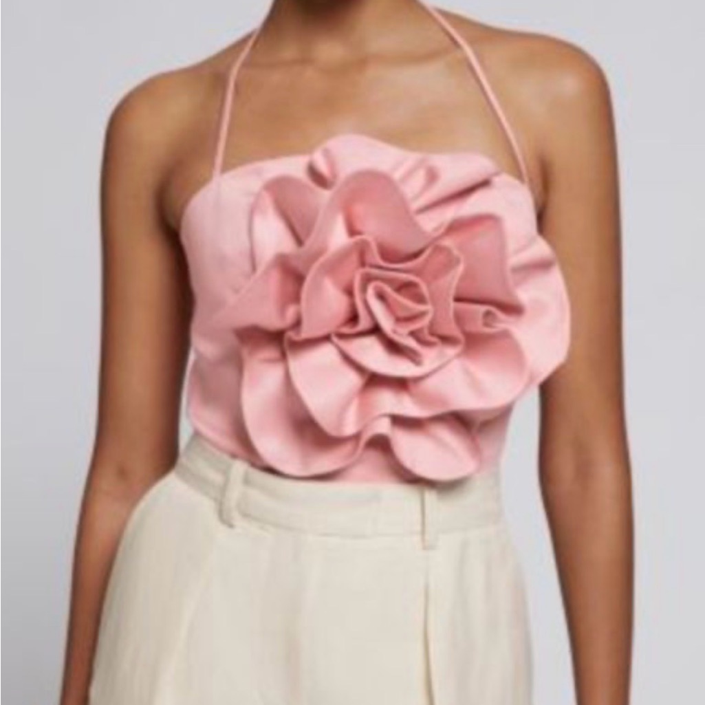 & Other Stories Pink Lyocell-Cotton Shell Flower Top
